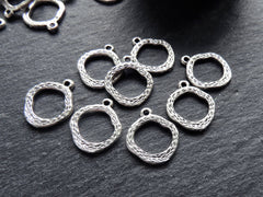 Textured Loop Pendants Charms, Mini Loop Charms, Ring Charms, Bracelet Charms, Hammered, Matte Antique Silver Plated, 10pc