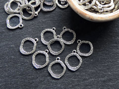 Textured Loop Pendants Charms, Mini Loop Charms, Ring Charms, Bracelet Charms, Hammered, Matte Antique Silver Plated, 10pc