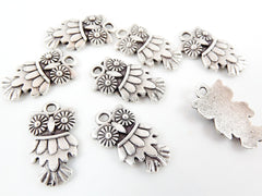 8 Owl Charms - Matte Silver Plated