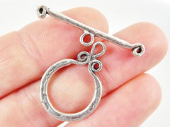 4 Sets of Scroll T Bar Toggle Clasps - Matte Silver Plated