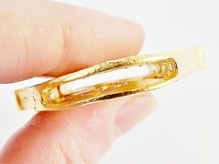 Large Fretwork Hamsa Hand of Fatima Slider Pendant - 22k Gold Plated - 1PC