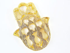 Large Fretwork Hamsa Hand of Fatima Slider Pendant - 22k Gold Plated - 1PC