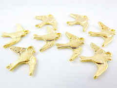 8 Flying Swallow Bird Charms - 22k  Matte Gold Plated