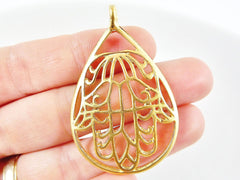 Hamsa Hand of Fatima Teardrop Pendant - 22k Matte Gold Plated - 1PC