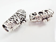 2 Double Sided Filigree Pendant Bails - Matte Silver Plated