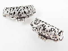 2 Double Sided Filigree Pendant Bails - Matte Silver Plated