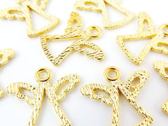 8 Mini Textured Angel Charms - 22k Matte Gold Plated