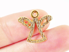 8 Mini Textured Angel Charms - 22k Matte Gold Plated