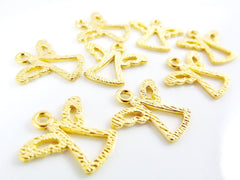 8 Mini Textured Angel Charms - 22k Matte Gold Plated