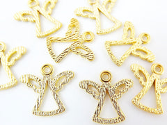 8 Mini Textured Angel Charms - 22k Matte Gold Plated