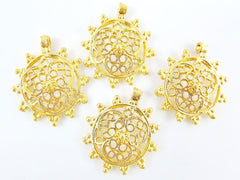 4 Intricate Medallion Charms - 22k Matte Gold Plated