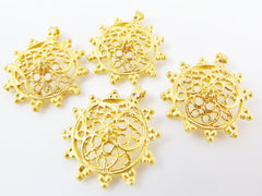 4 Intricate Medallion Charms - 22k Matte Gold Plated