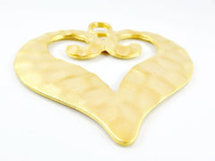 Large Hammered Heart Pendant - 22k Matte Gold Plated - 1PC