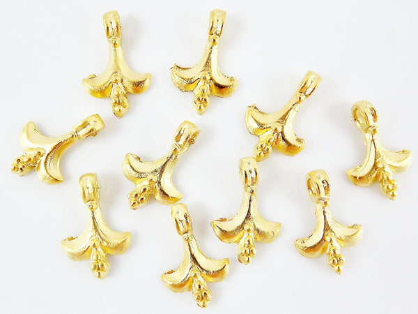 Fleur de Lis Charms - 22k Matte Gold Plated - 10pcs