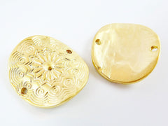 Medallion Curved Disc Connector  - 22k Matte Gold Plated - 1PC