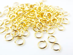 4mm Gold Jump Rings Round Smooth Gold Findings, Gold Supplies, Link, Ring, Loop, Jewelry Findings - Shiny 22k Gold Plated Brass - 50 pcs
