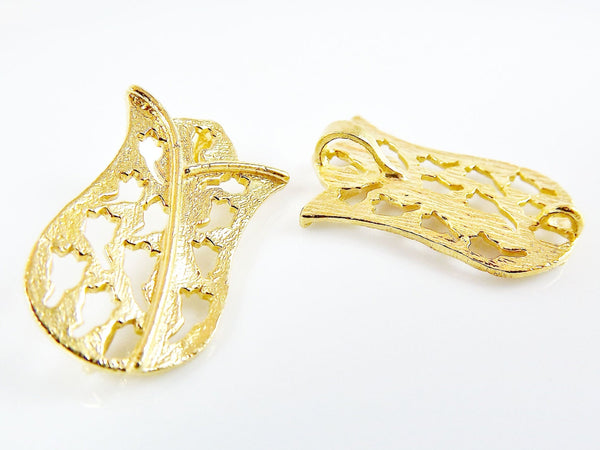 2 Fretwork Tulip Pendant - 22k Gold Plated