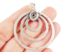 Spiral Triple Loop Pendant Connector - Matte Silver Plated - 1PC