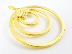 Spiral Triple Loop Pendant Connector- 22k Matte Gold Plated - 1PC