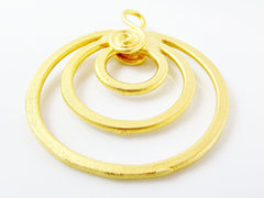 Spiral Triple Loop Pendant Connector- 22k Matte Gold Plated - 1PC