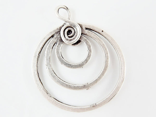 Spiral Triple Loop Pendant Connector - Matte Silver Plated - 1PC