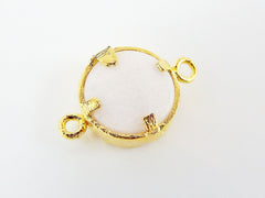 White Jade Stone Eye Connector - 22K Matte Gold Plated