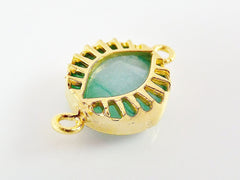 Aqua Jade Stone Eye Connector - 22K Matte Gold Plated