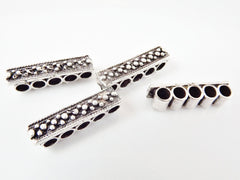 5 Strand Rectangle Bead Divider Spacer - Matte Silver Plated - 4pc