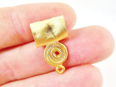 3 Medium Organic Rustic Curl Spiral Wire Wrap Bails - 22k Matte Gold Plated