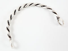 Twisted Bar Bracelet with Loops - Matte Silver Plated