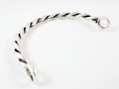 Twisted Bar Bracelet with Loops - Matte Silver Plated