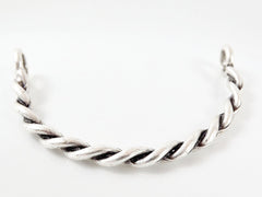 Twisted Bar Bracelet with Loops - Matte Silver Plated