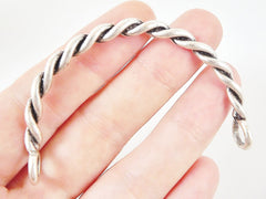 Twisted Bar Bracelet with Loops - Matte Silver Plated