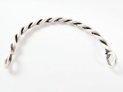 Twisted Bar Bracelet with Loops - Matte Silver Plated