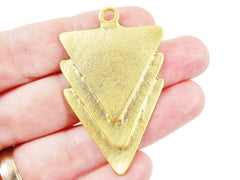 Triple Triangle Minimalist Geometric Pendant - 22k Matte Gold Plated - 1pc