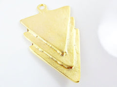 Triple Triangle Minimalist Geometric Pendant - 22k Matte Gold Plated - 1pc