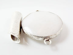 Unusual Cotton White Faceted Jade Slider Connector Pendant - Matte Silver plated 1pc