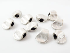 10 Pinched Matte Silver Plated Beads Spacers