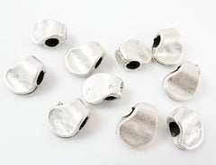 10 Pinched Matte Silver Plated Beads Spacers