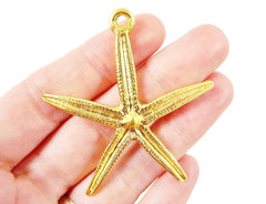 Large Starfish Pendant - 22k Matte Gold Plated - 1PC