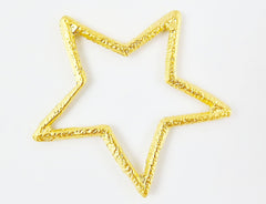 Gold Star Pendant Non Tarnish 22k Matte Gold Plated Turkish Jewelry Necklace Bracelet Findings Components - 1pc