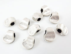 10 Pinched Matte Silver Plated Beads Spacers