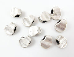 10 Pinched Matte Silver Plated Beads Spacers