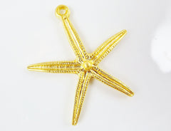 Large Starfish Pendant - 22k Matte Gold Plated - 1PC