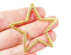 Gold Star Pendant Non Tarnish 22k Matte Gold Plated Turkish Jewelry Necklace Bracelet Findings Components - 1pc