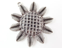 Sunflower Pendant - Matte Silver Plated - 1PC