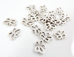 20 Mini Butterfly Charms - Matte Silver Plated