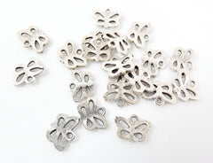 20 Mini Butterfly Charms - Matte Silver Plated
