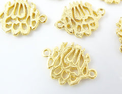 6 Mini Arabic Calligraphy Mashallah Connector Charms - 22k Matte Gold Plated