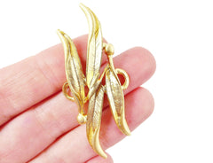 2 Swaying Leaf connectors - 22k Matte Gold Plated - 2PC